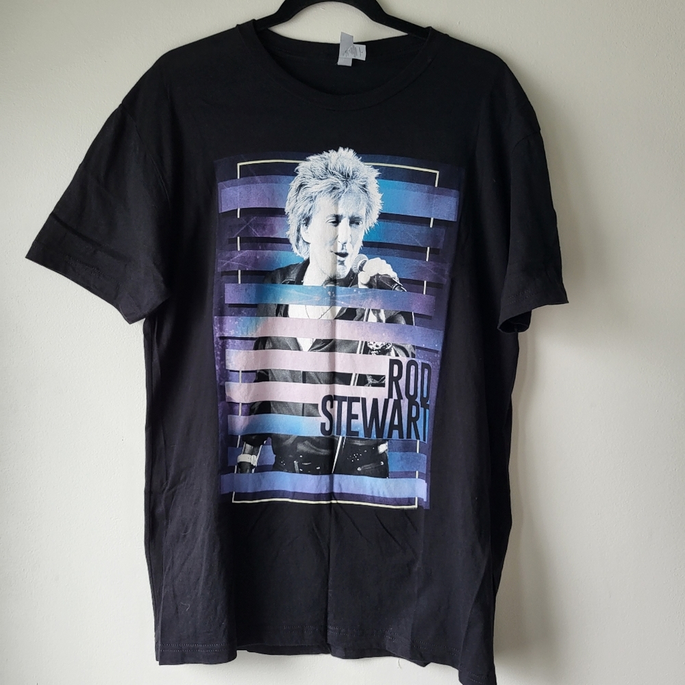 Rod Stewart Black Graffic 2018 Tour Tshirt